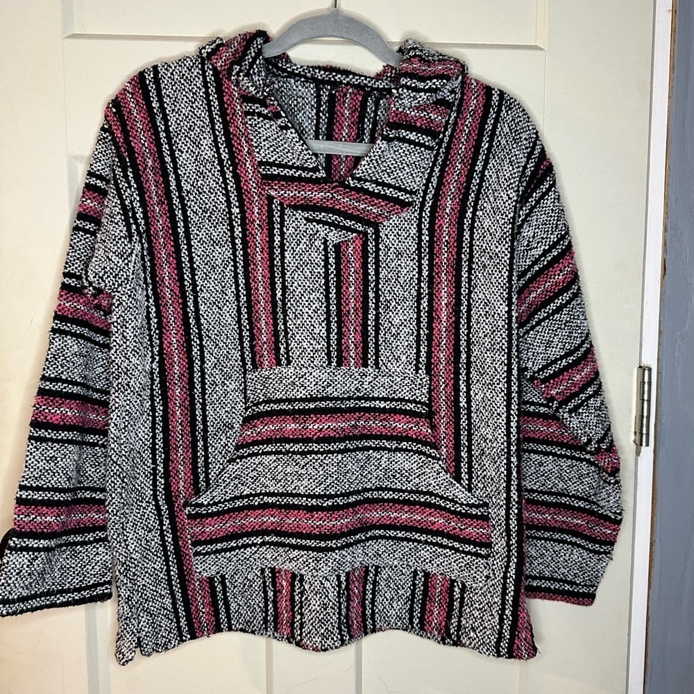 Baja Joe Mexican Surfer Hippie Hoodie Poncho / Jacket  Size Small